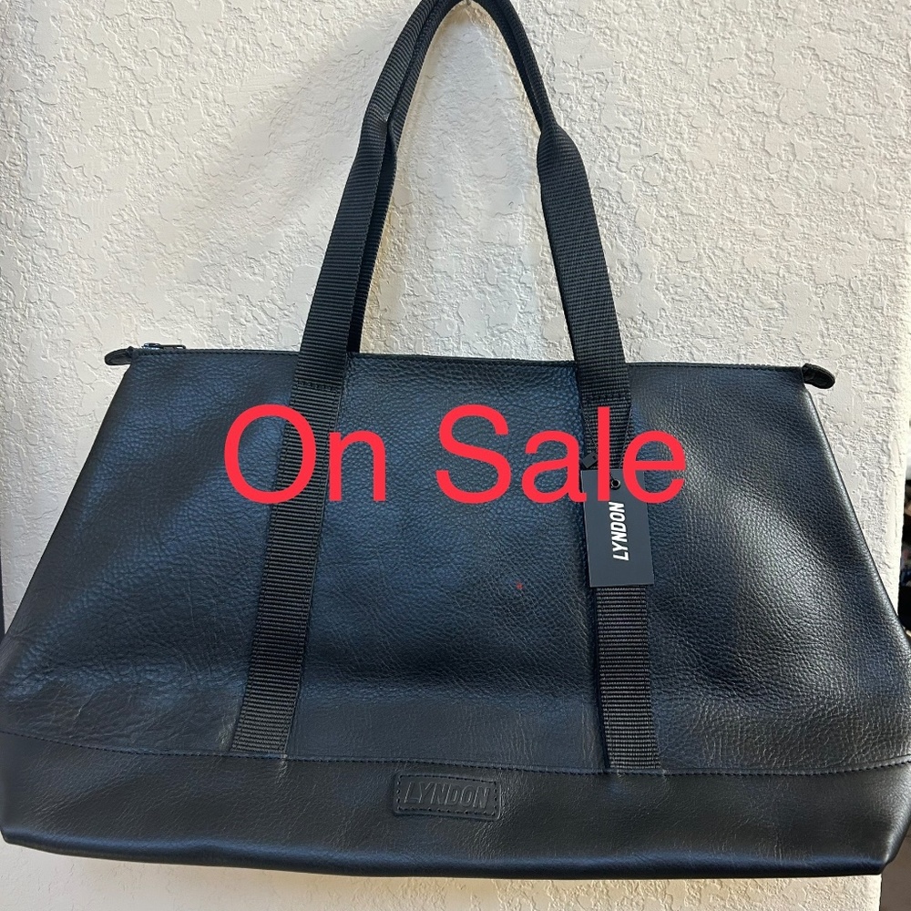 Leather Amazing Lyndon Black Pebbled Duffle Bag. NWT.